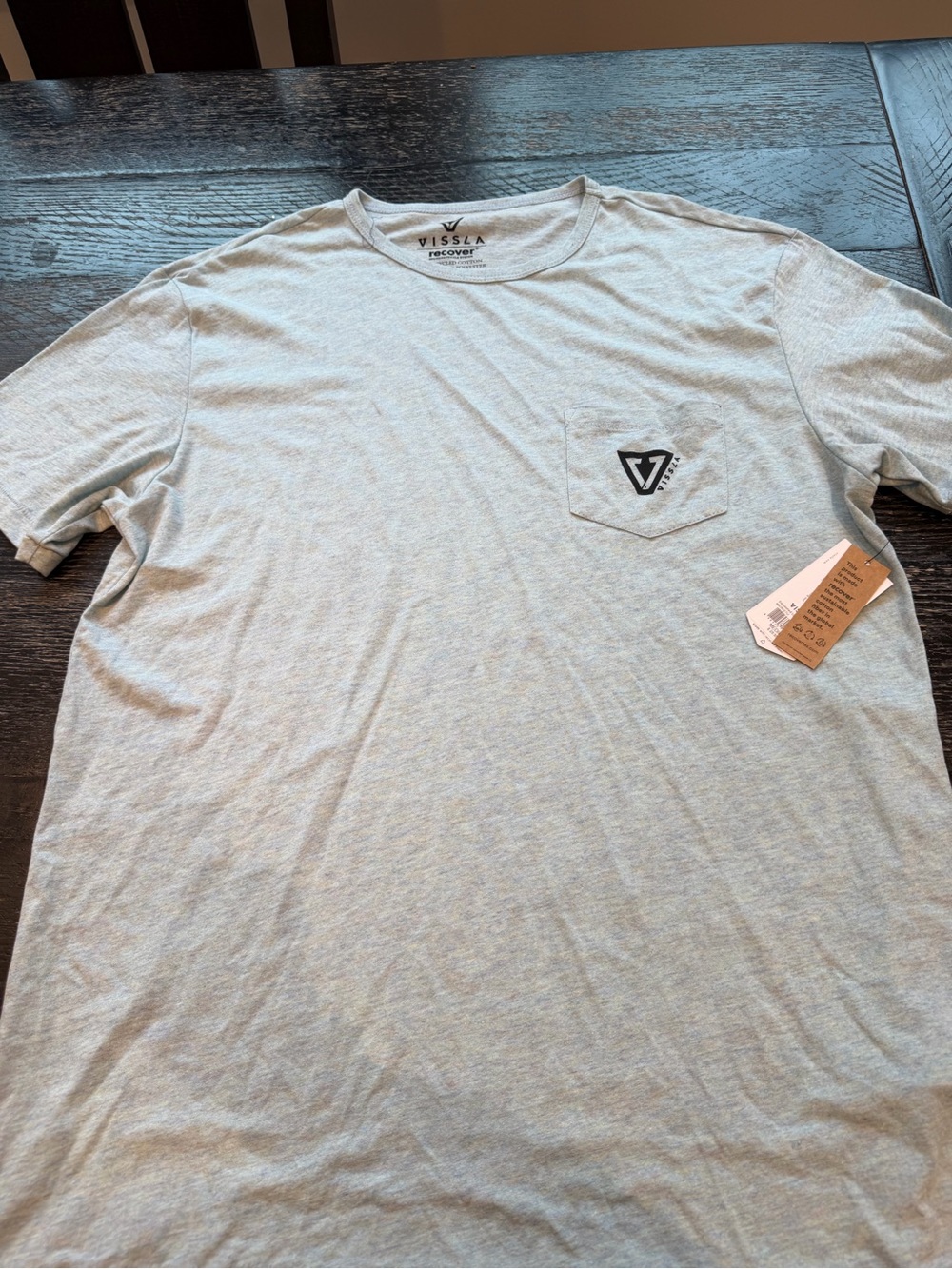 VISSLA Light Heather mint short-Sleeve Pocket Tee with Logo